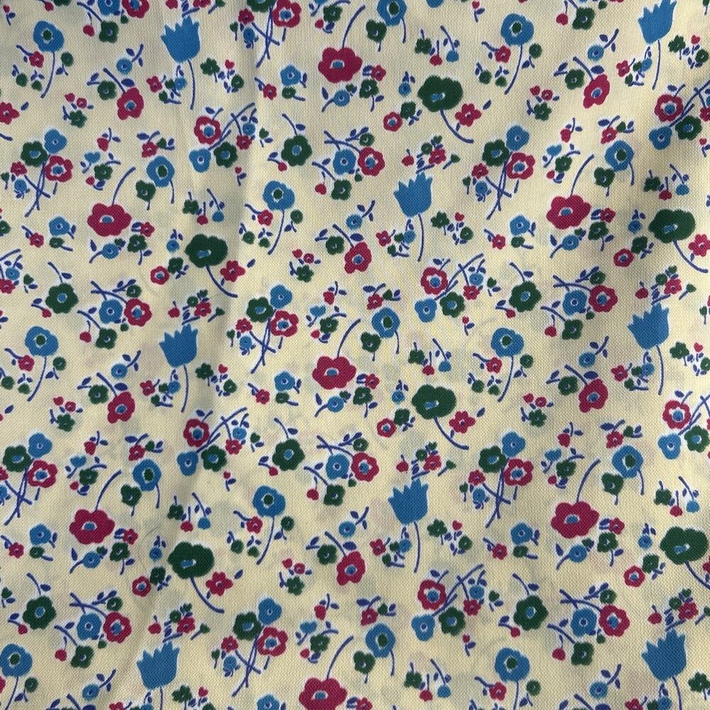 Ditsy Tulip Floral Polyester Fabric Rosewood 42x82 Vintage Teal Fuchsia Green